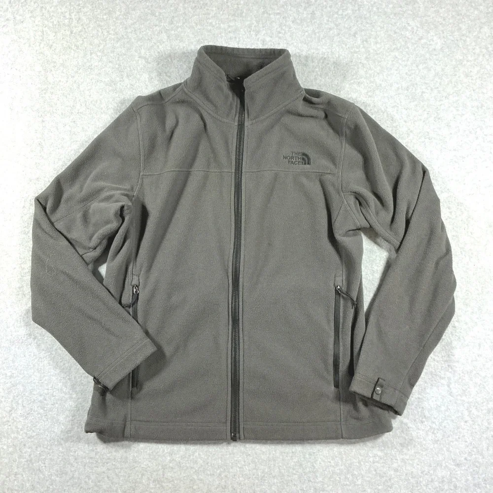 The North Face Mens Grey Full Zip Fleece Jacket Mock Neck Size Medium